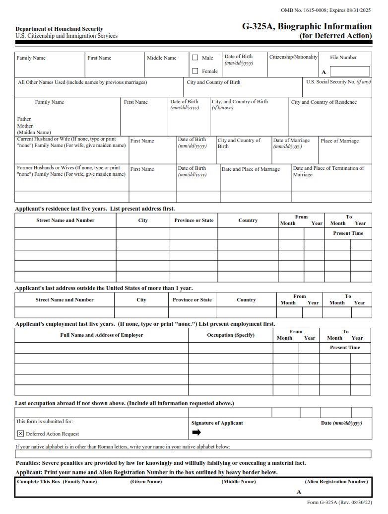 G-325A Form