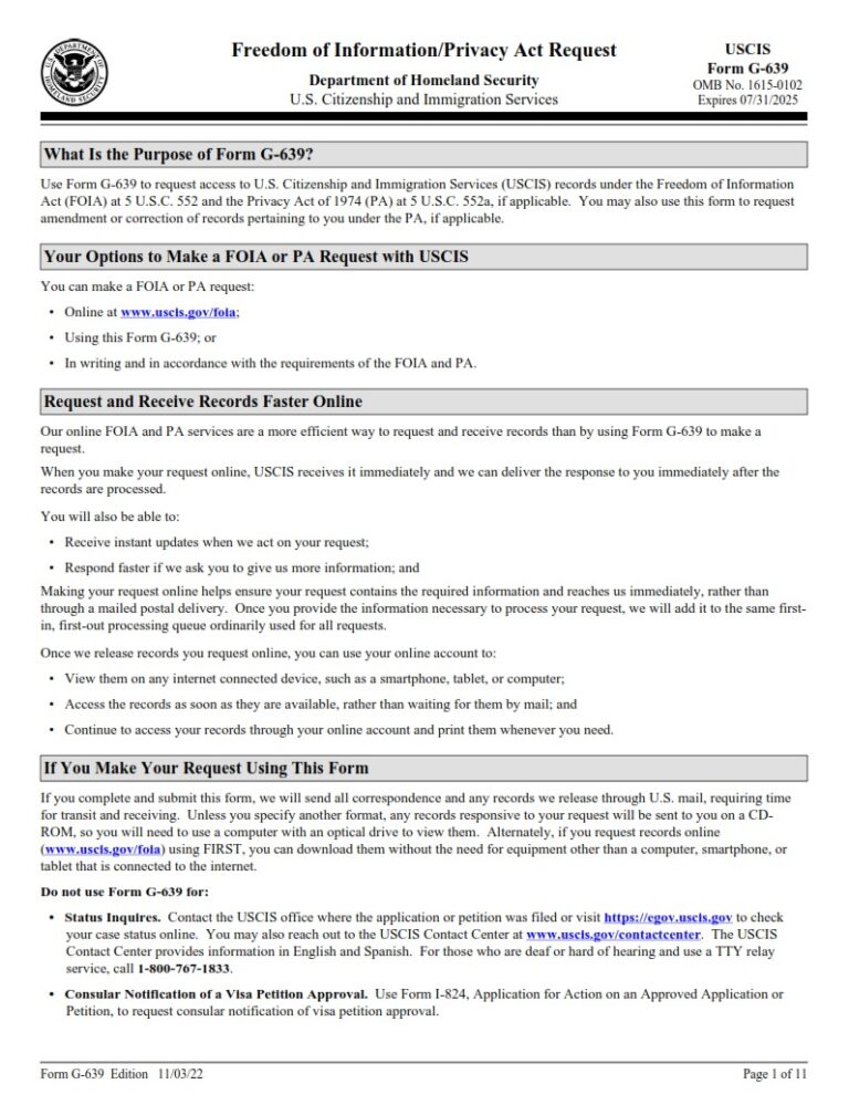 G-639 Form - Freedom Of Information/Privacy Act And Online FOIA Request ...