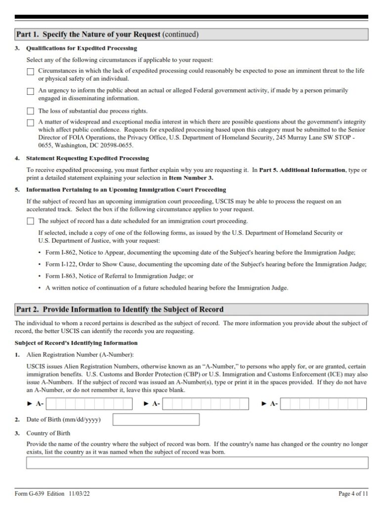 G-639 Form - Freedom Of Information/Privacy Act And Online FOIA Request ...