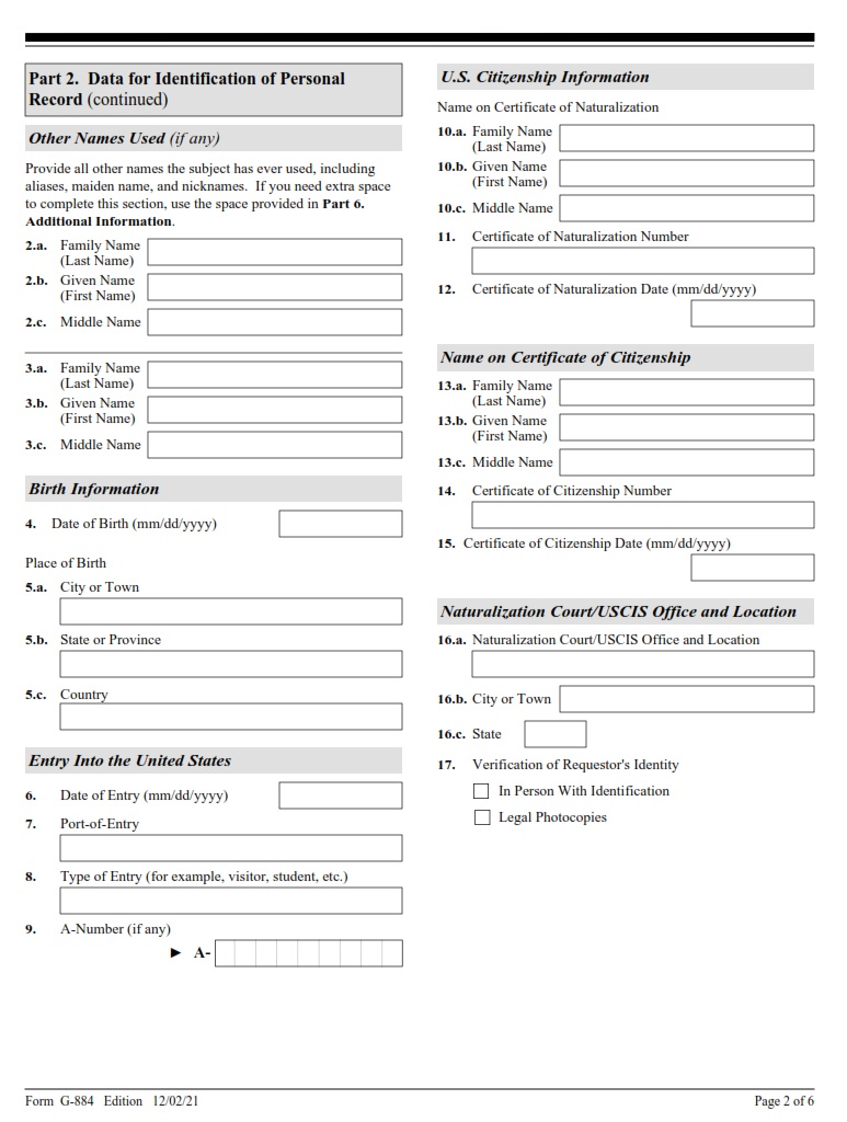 G-884 Form - Page 2