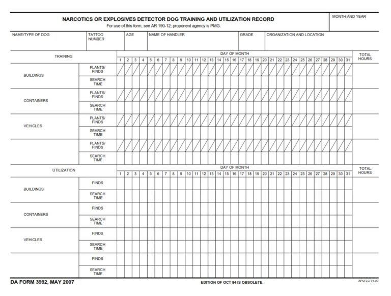 DA Form 3992 - Page 1 | Free Online Forms