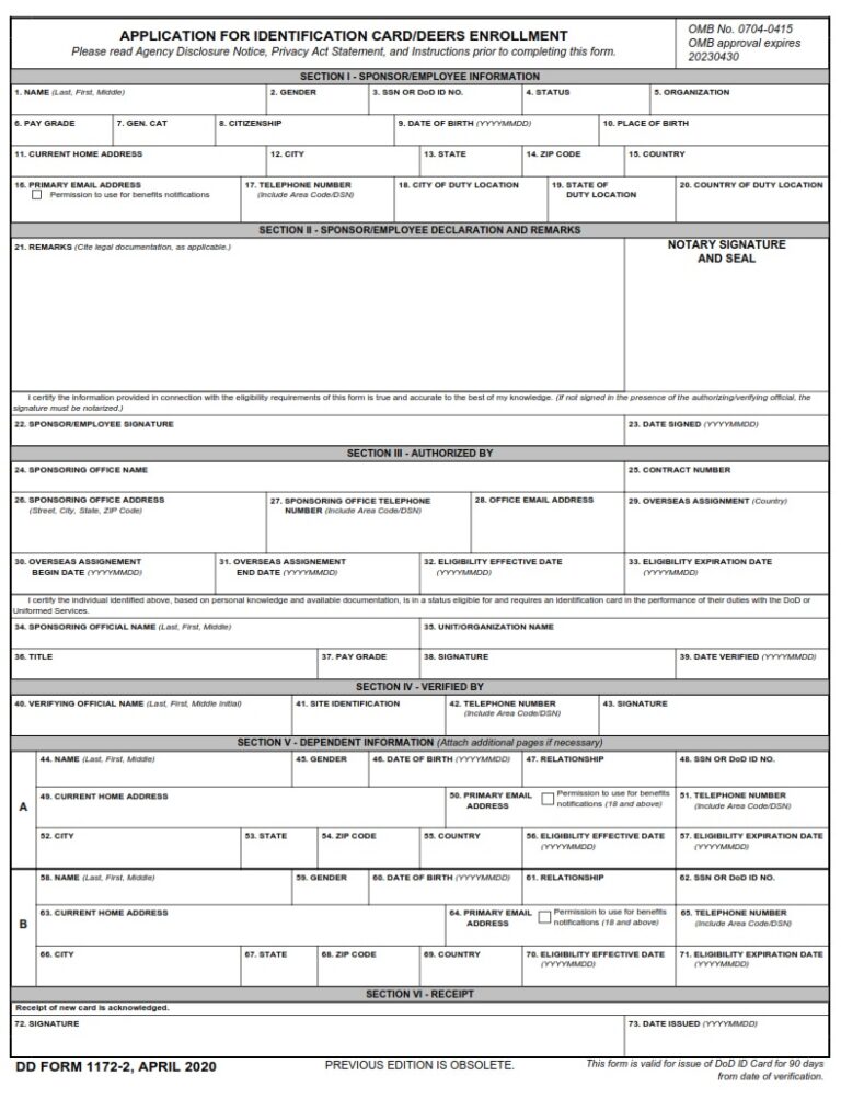 dd-form-1172-2-application-for-identification-card-deers-enrollment for What Is A Dd Form 1172 2 DD Form 1172 2 Application For Identification Card DEERS Enrollment for What Is A Dd Form 1172 2