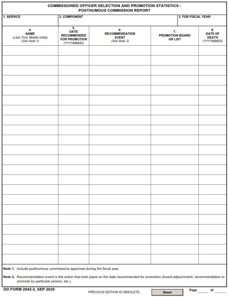 DD Form 2942-3 - Commissioned Officer Selection And Promotion ...