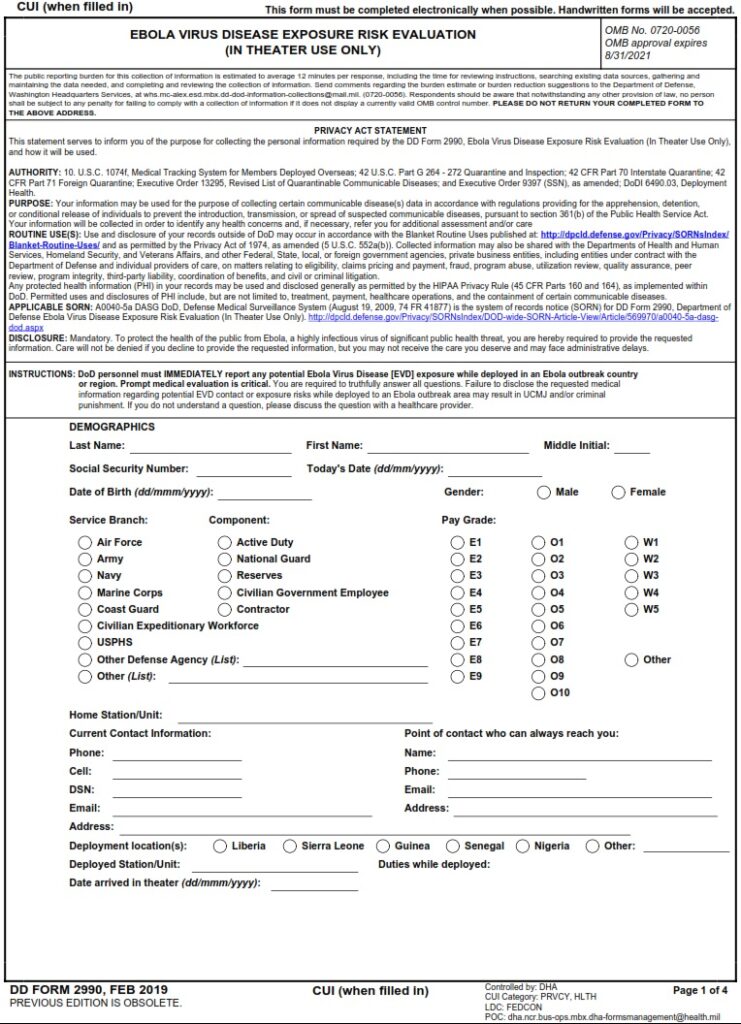 DD Form 2990 - Page 1 | Free Online Forms