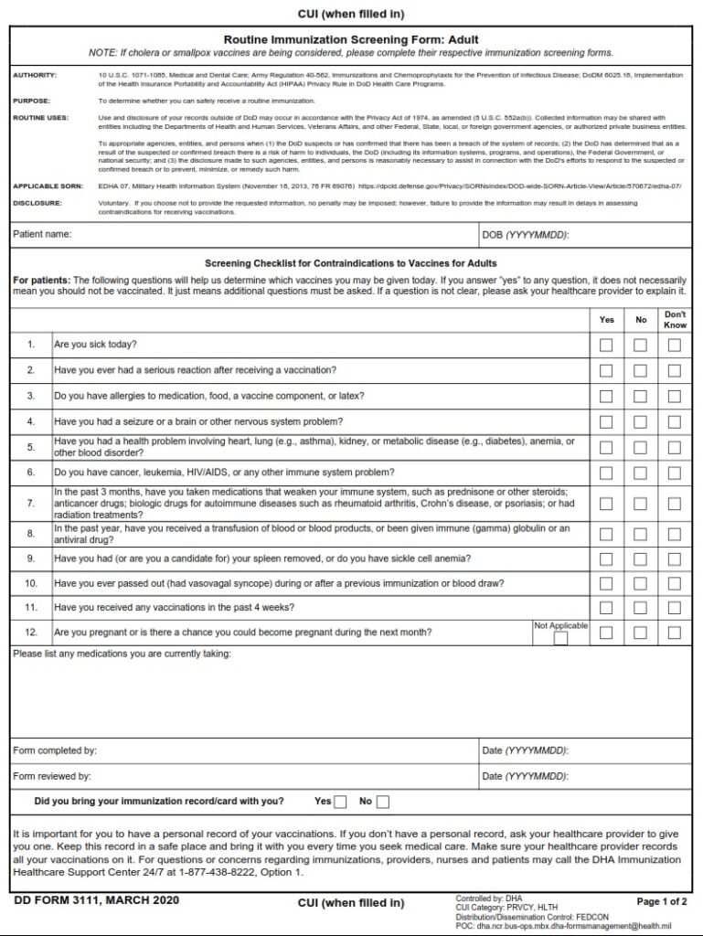 DD Form 3111 Routine Immunization Screening Form Adult Free Online dd-form-3111-routine-immunization-screening-form-adult-free-online