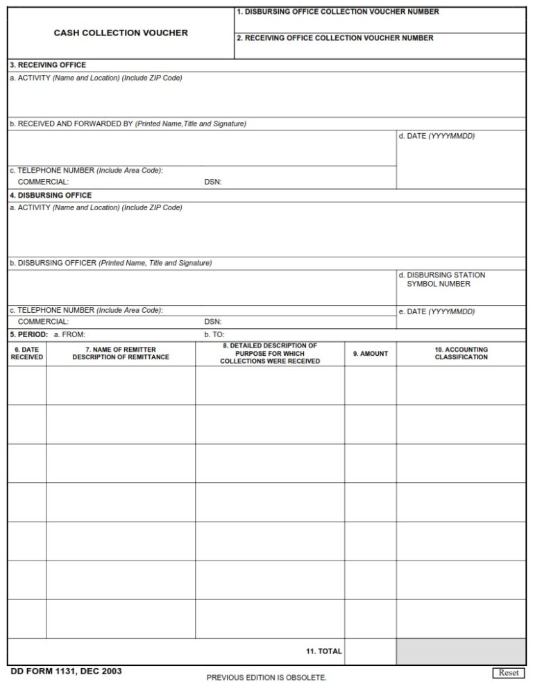 Dd Form Cash Collection Voucher Free Online Forms