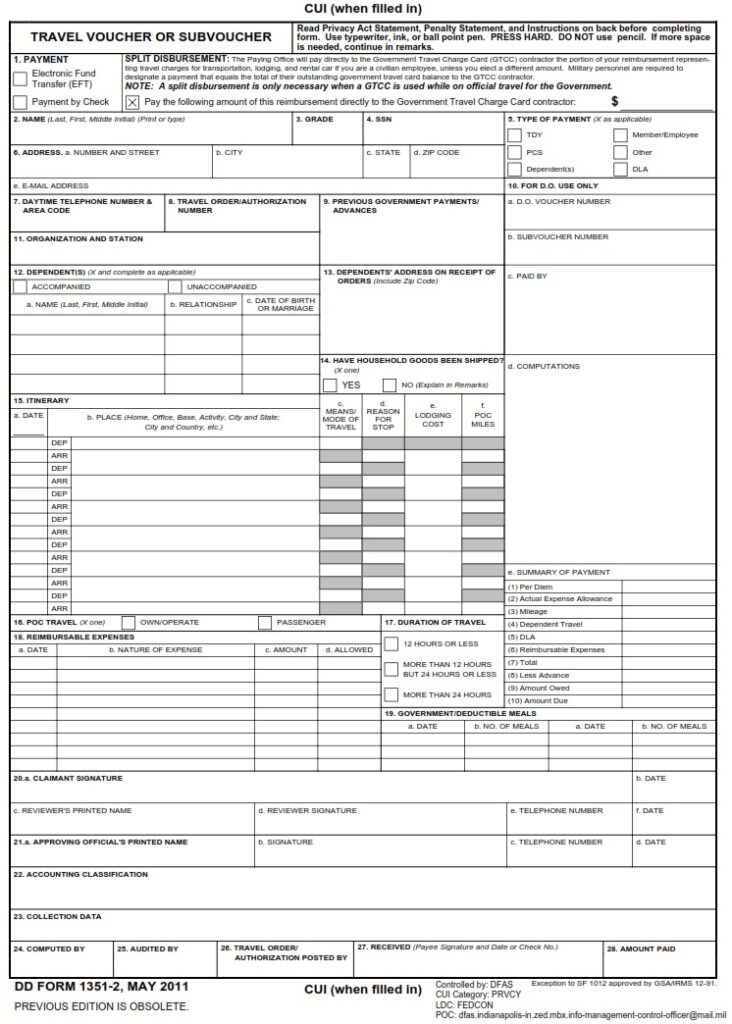 DD Form 1351-2 - Travel Voucher Or Subvoucher | Free Online Forms