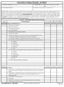 DA Form 5441-6 - Evaluation Of Clinical Privileges-Optometry | Free ...