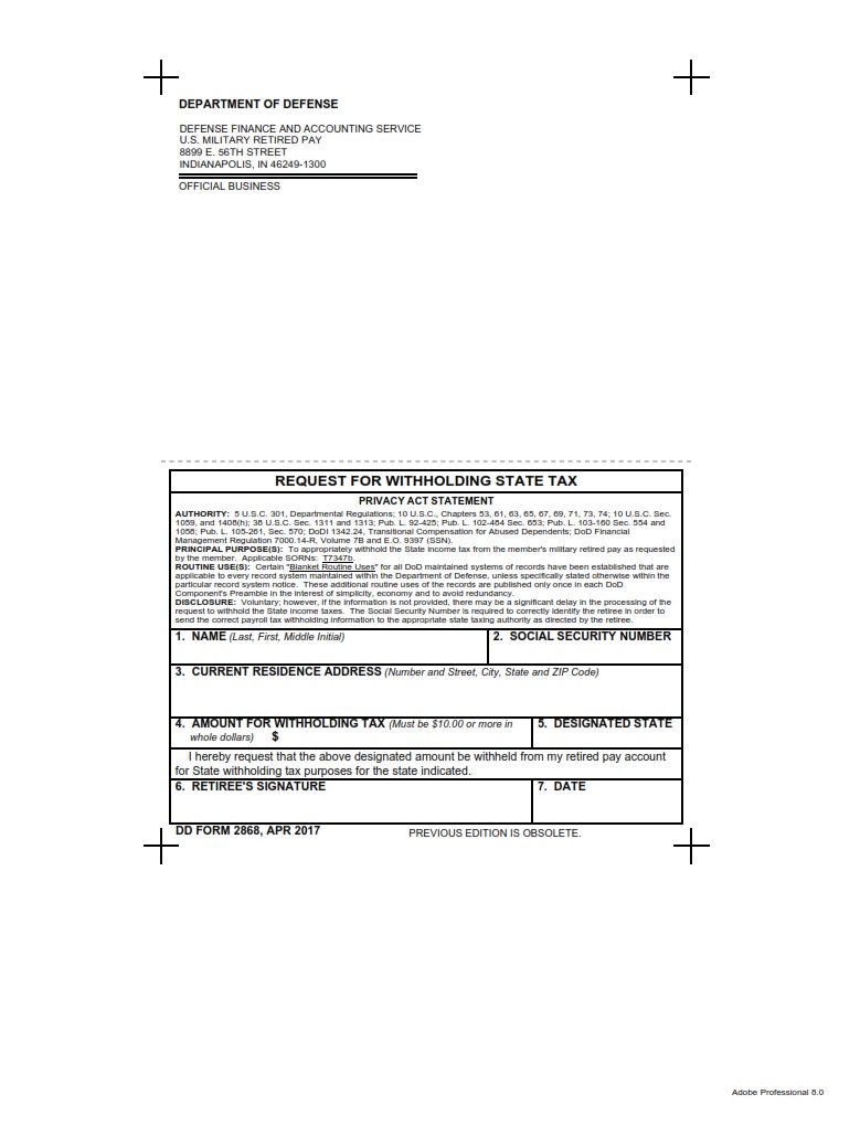 DD Form 2868 - Page 1